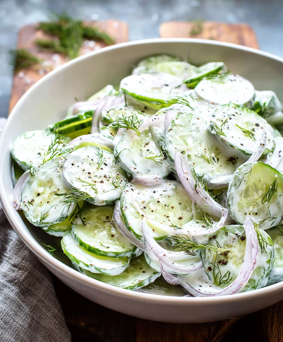 Creamy Cucumber Salad- Refreshing & Easy Recipe