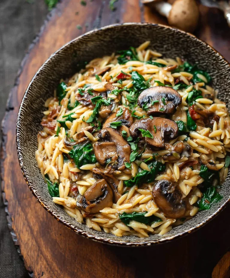 Mushroom Spinach Orzo – Creamy Delicious Pasta Delight