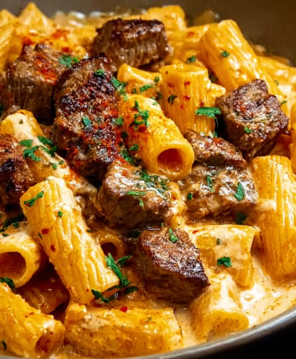 Cajun Steak Tips Rigatoni Parmesan Cheesy Pasta
