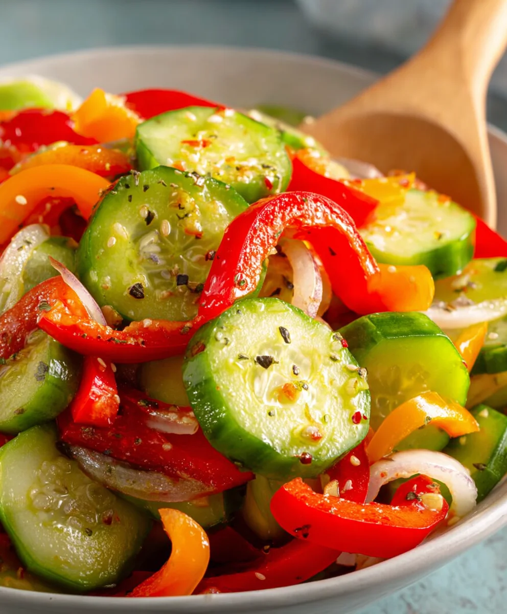 Fresh Cucumber Sweet Pepper Salad - Easy & Delicious