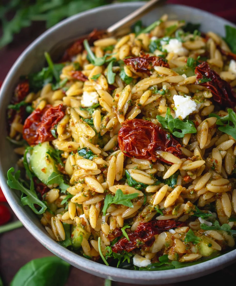 Sun-Dried Tomato Pesto Orzo Salad- Easy & Fresh