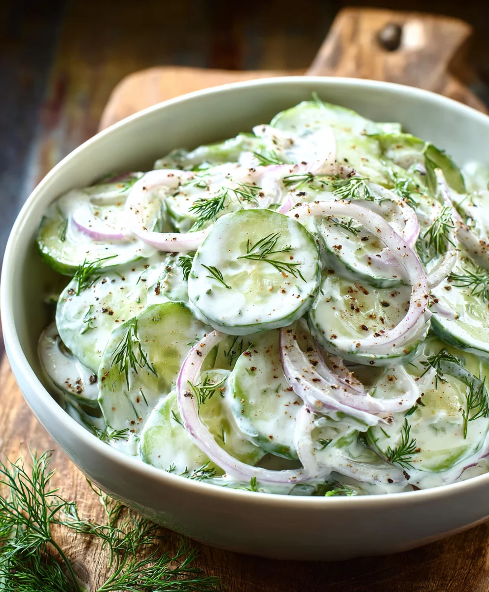 Creamy Cucumber Salad- Refreshing & Easy Recipe