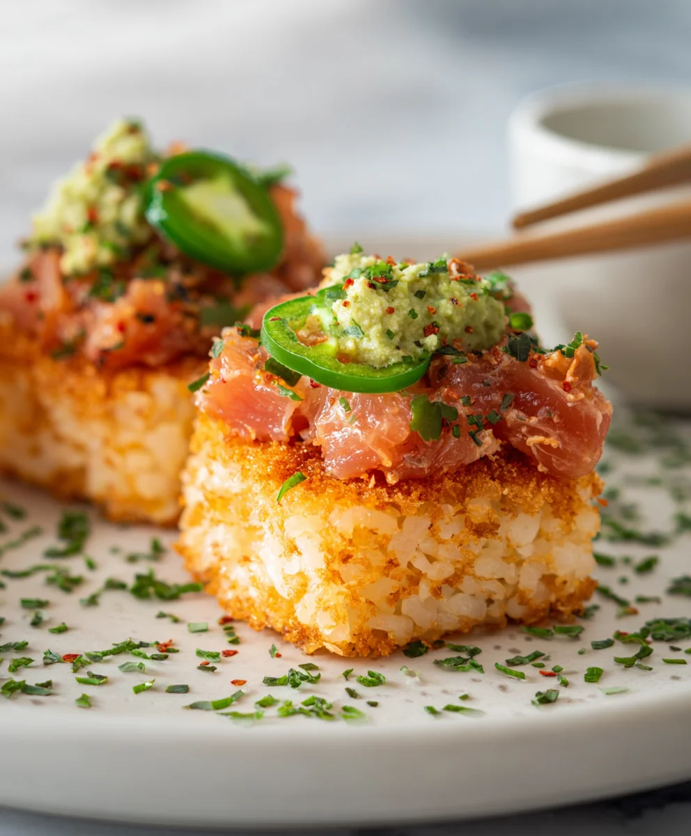 Spicy Tuna Crispy Rice Bites-Easy Recipe