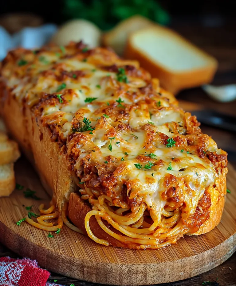 Spaghetti Stuffed Garlic Bread-Yummy Comfort Food