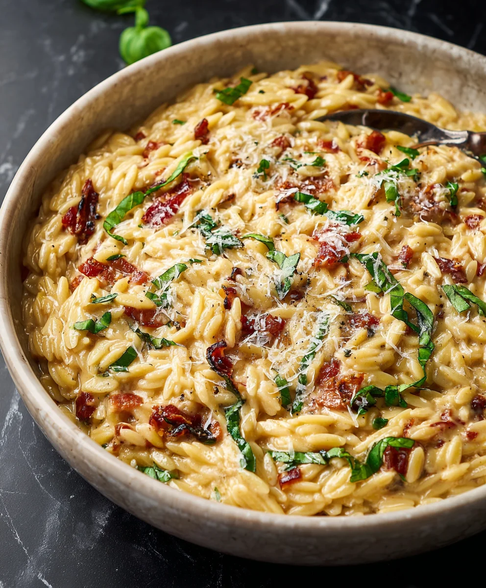 Creamy Tuscan Orzo - Easy Creamy Italian Pasta