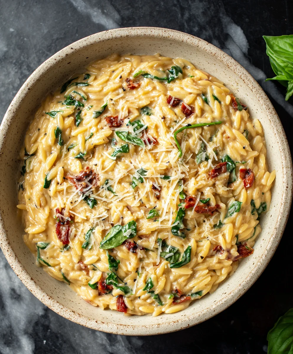 Creamy Tuscan Orzo - Easy Creamy Italian Pasta