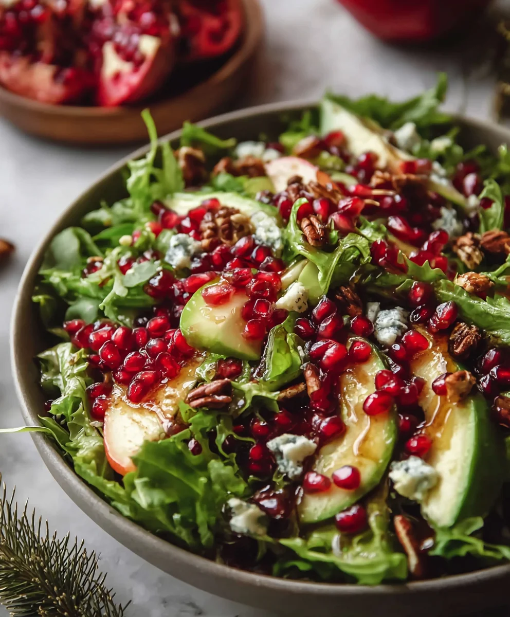 Pomegranate Christmas Salad with Honey Mustard Dressing