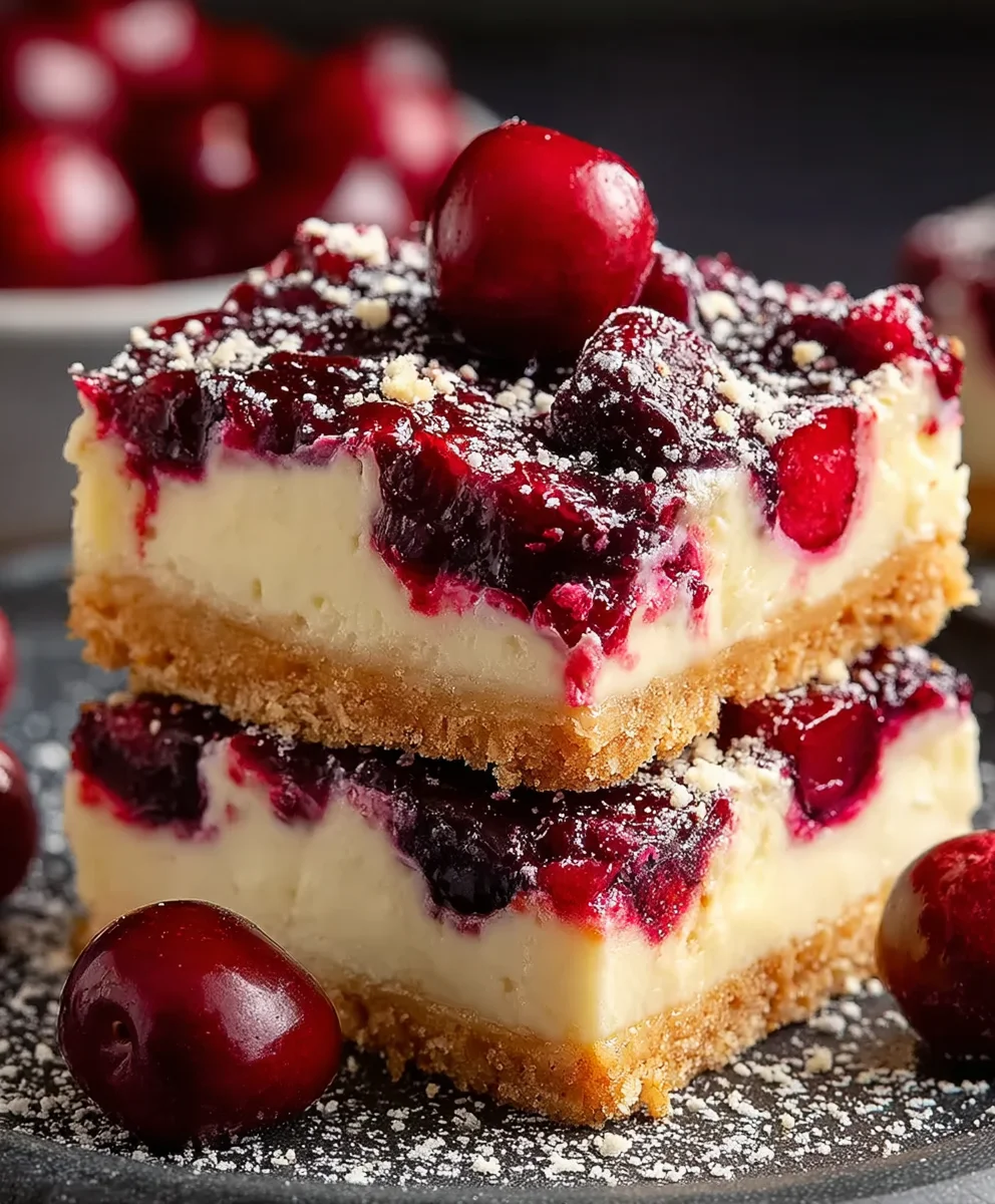 Easy Cherry Cheesecake Bars - Delicious Dessert