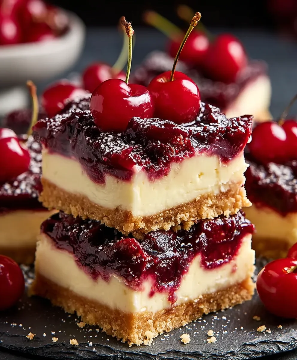 Easy Cherry Cheesecake Bars - Delicious Dessert