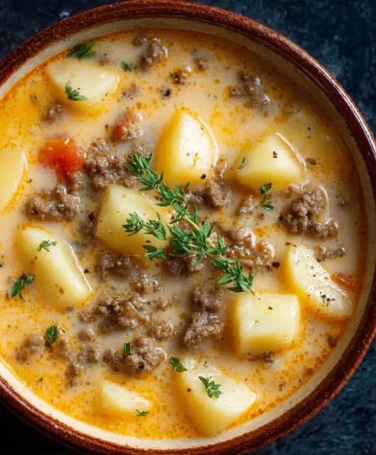 Cheesy Beef Beef Hamburger Potato Soup – Comforting Dinner