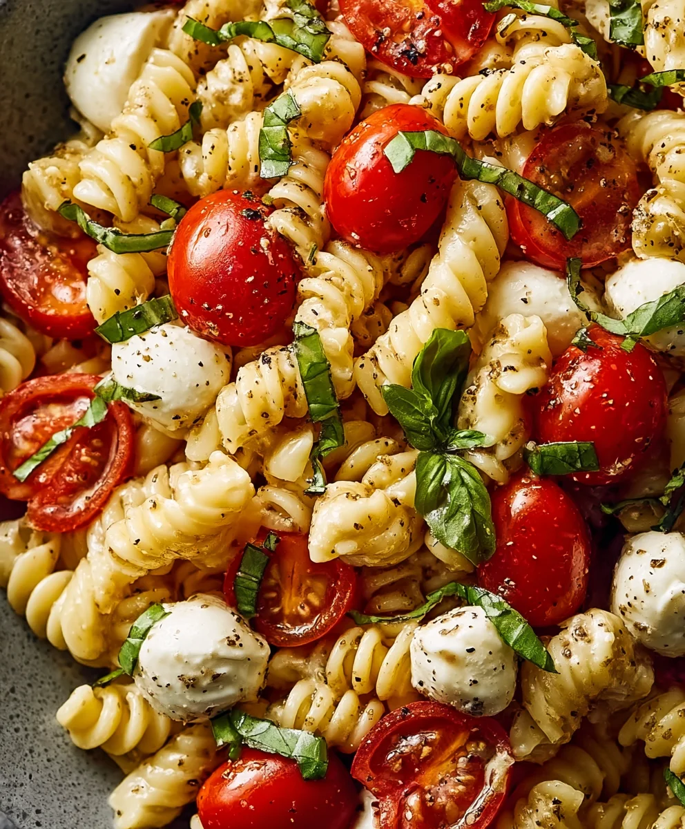 Creamy Caprese Pasta Salad Recipe- Easy & Delicious