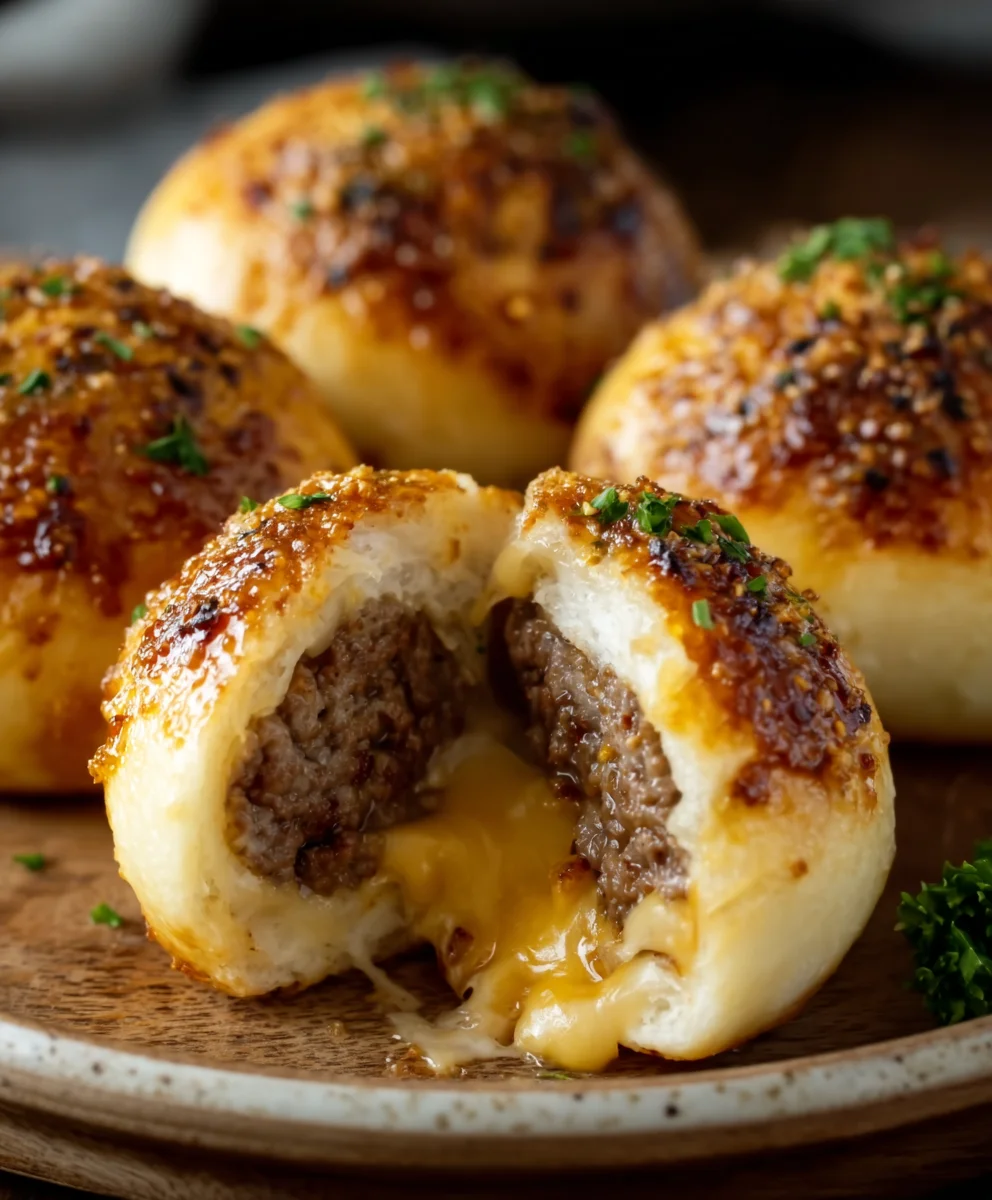 Garlic Parmesan Cheeseburger Bombs - Easy Recipe