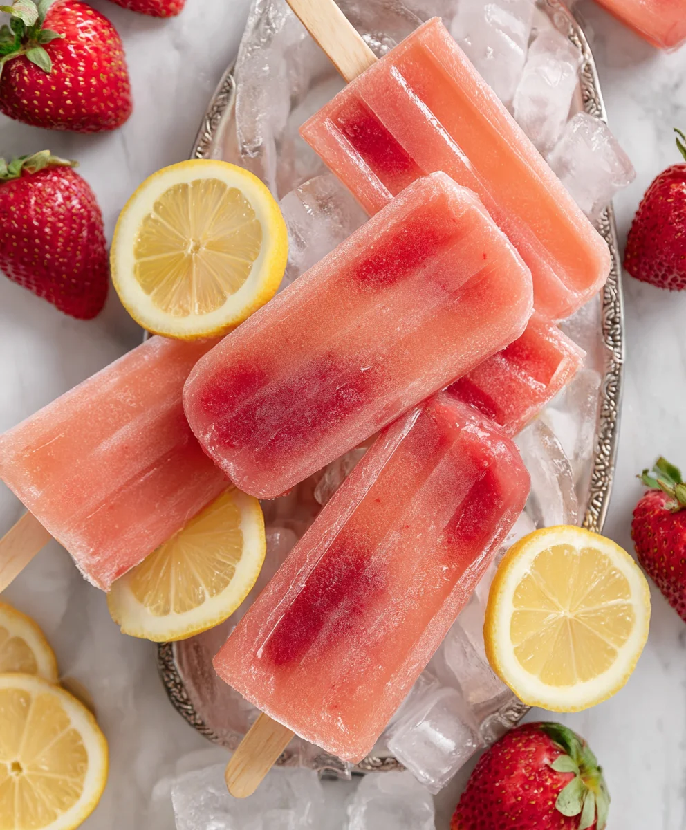 Easy Strawberry Lemonade Popsicles-Cool Refreshment