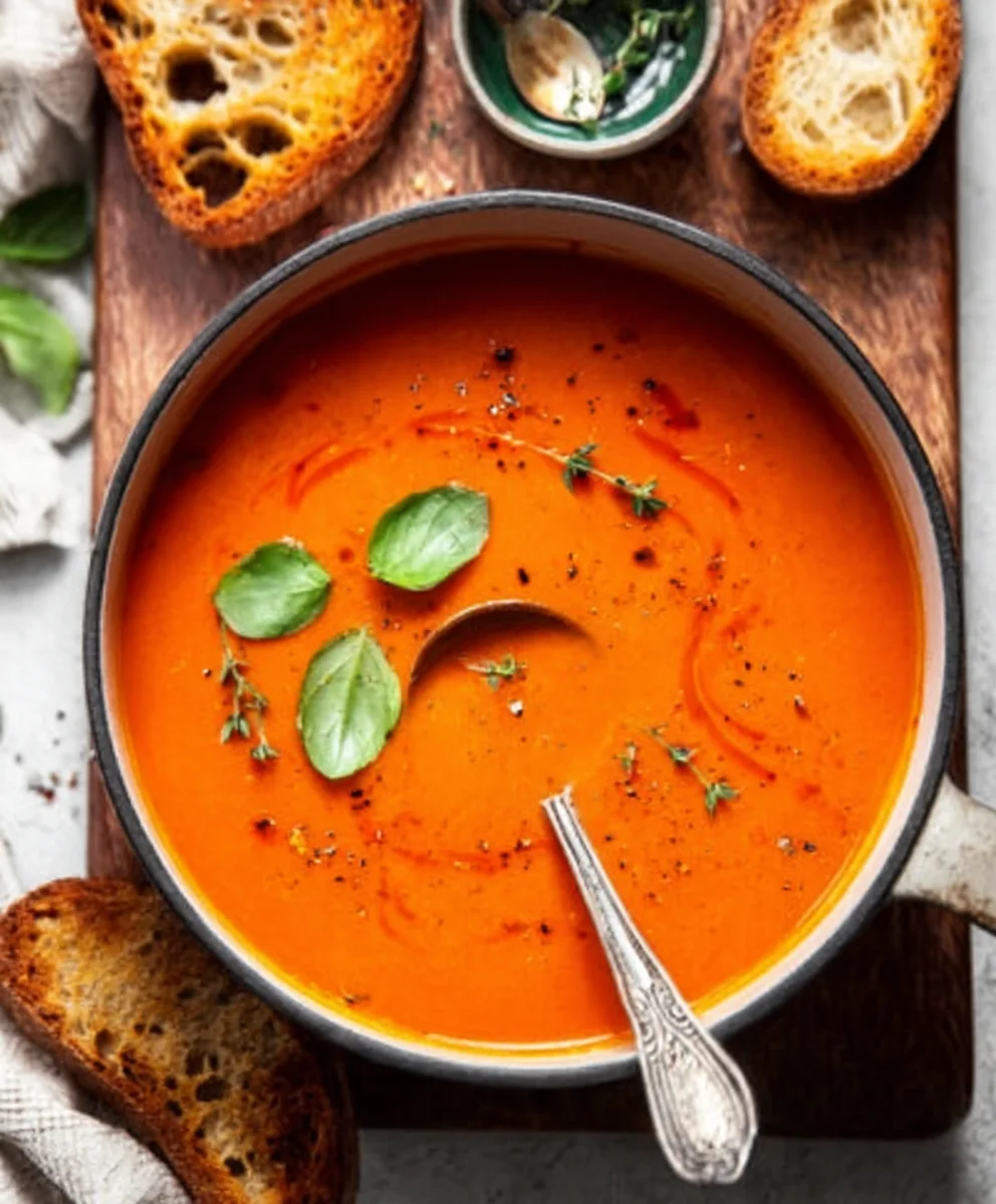 Creamy Tomato Soup with Canned Tomatoes - Cozy Winter Meal