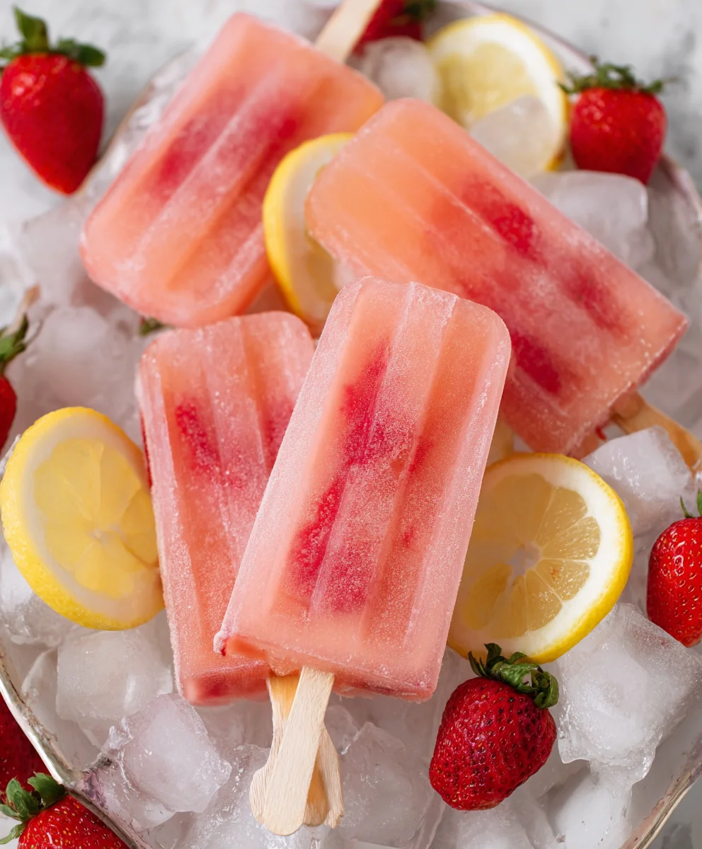 Easy Strawberry Lemonade Popsicles-Cool Refreshment