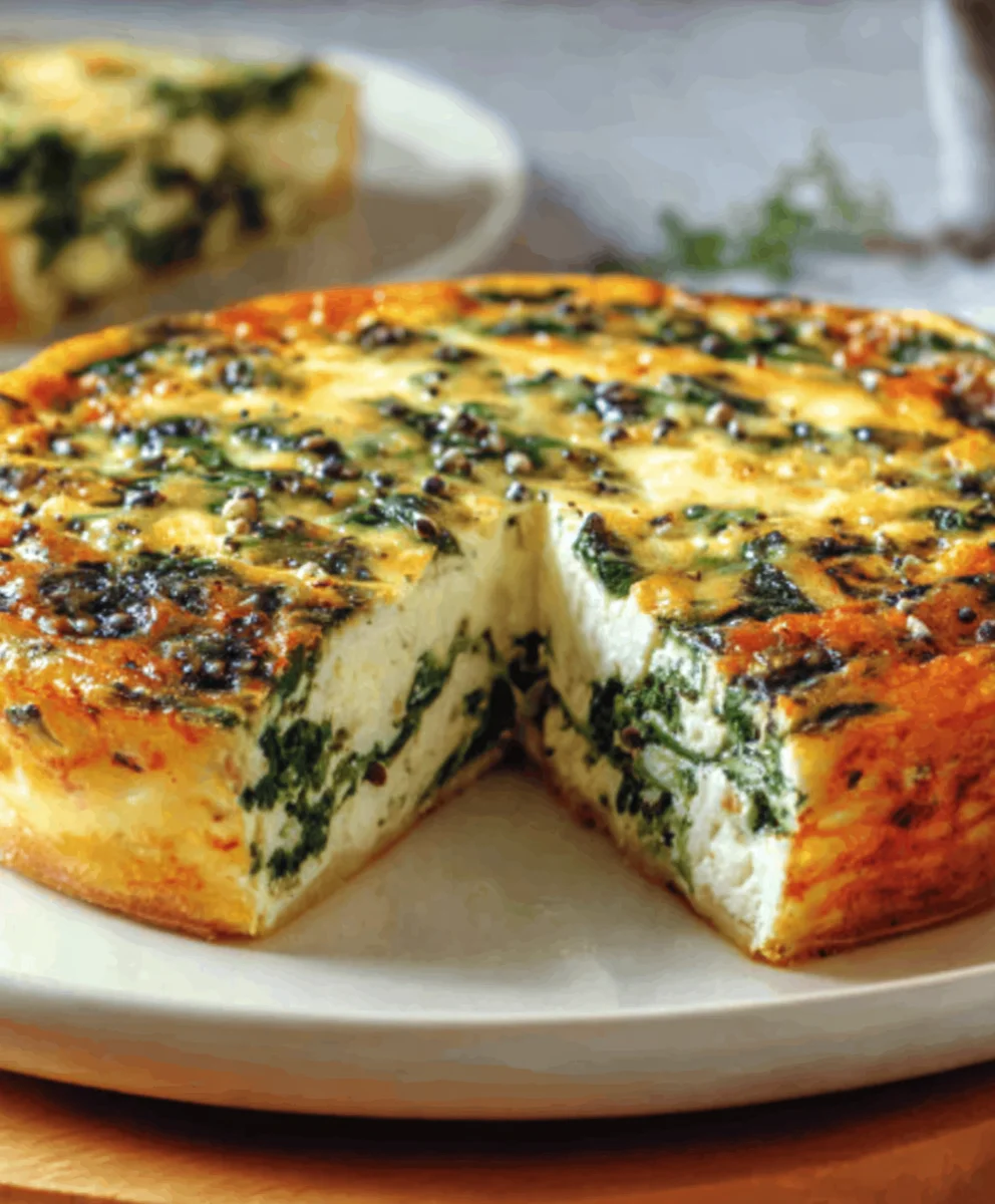 Spinach Cottage Cheese Crustless Quiche - Easy Healthy Meal