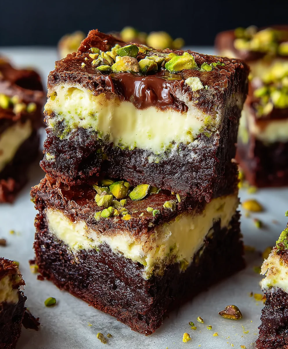 Pistachio Cheesecake Brownies-Decadent & Easy Treat