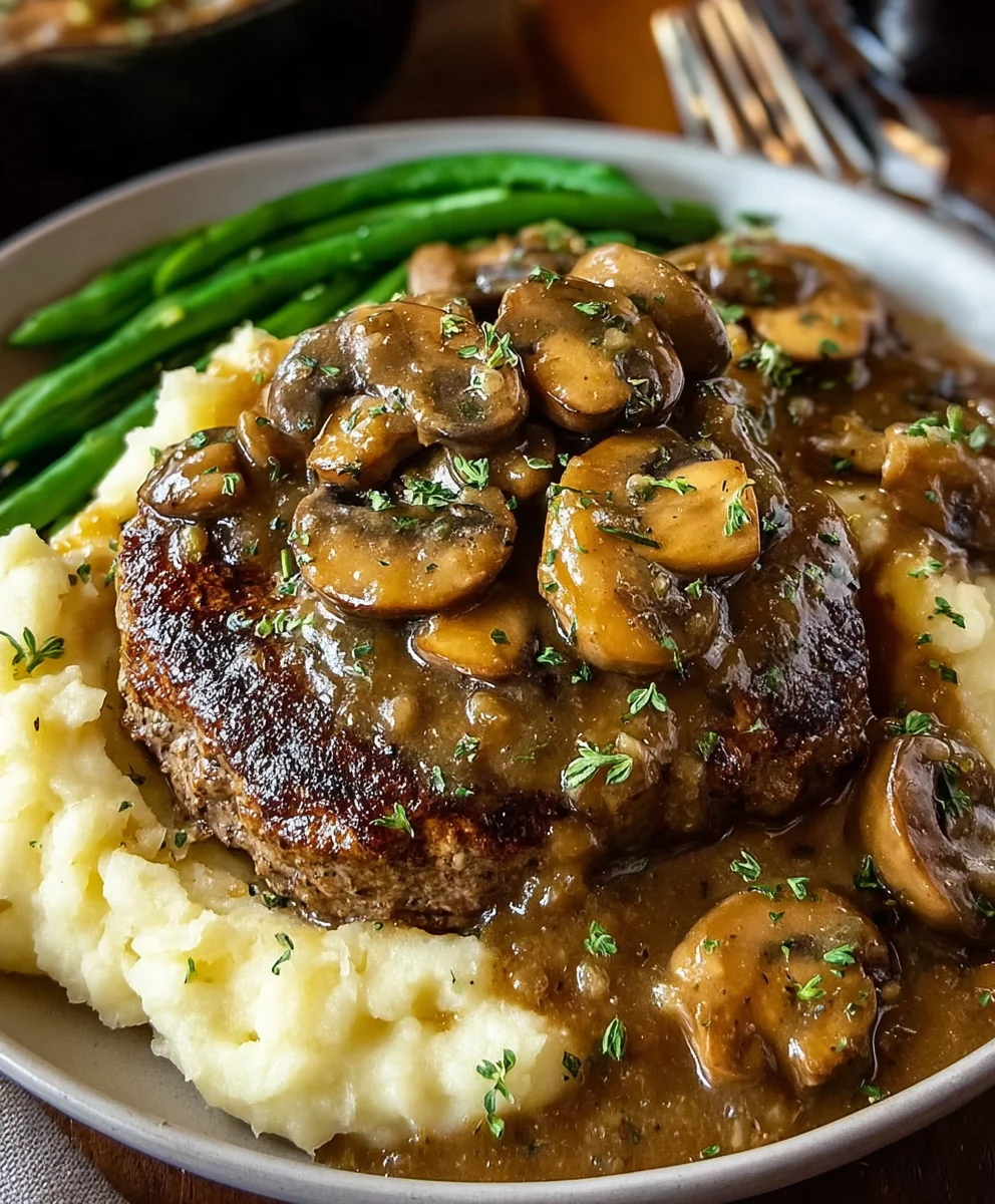 Bobby Flay's Beef Salisbury Steak Mushroom Gravy