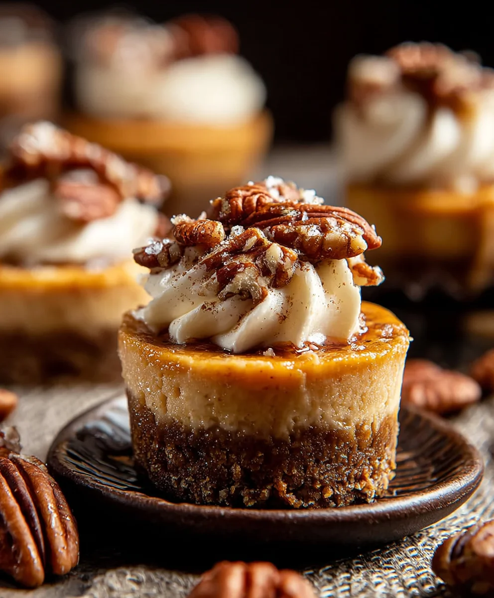 Pumpkin Pecan Mini Cheesecakes-Easy Fall Dessert