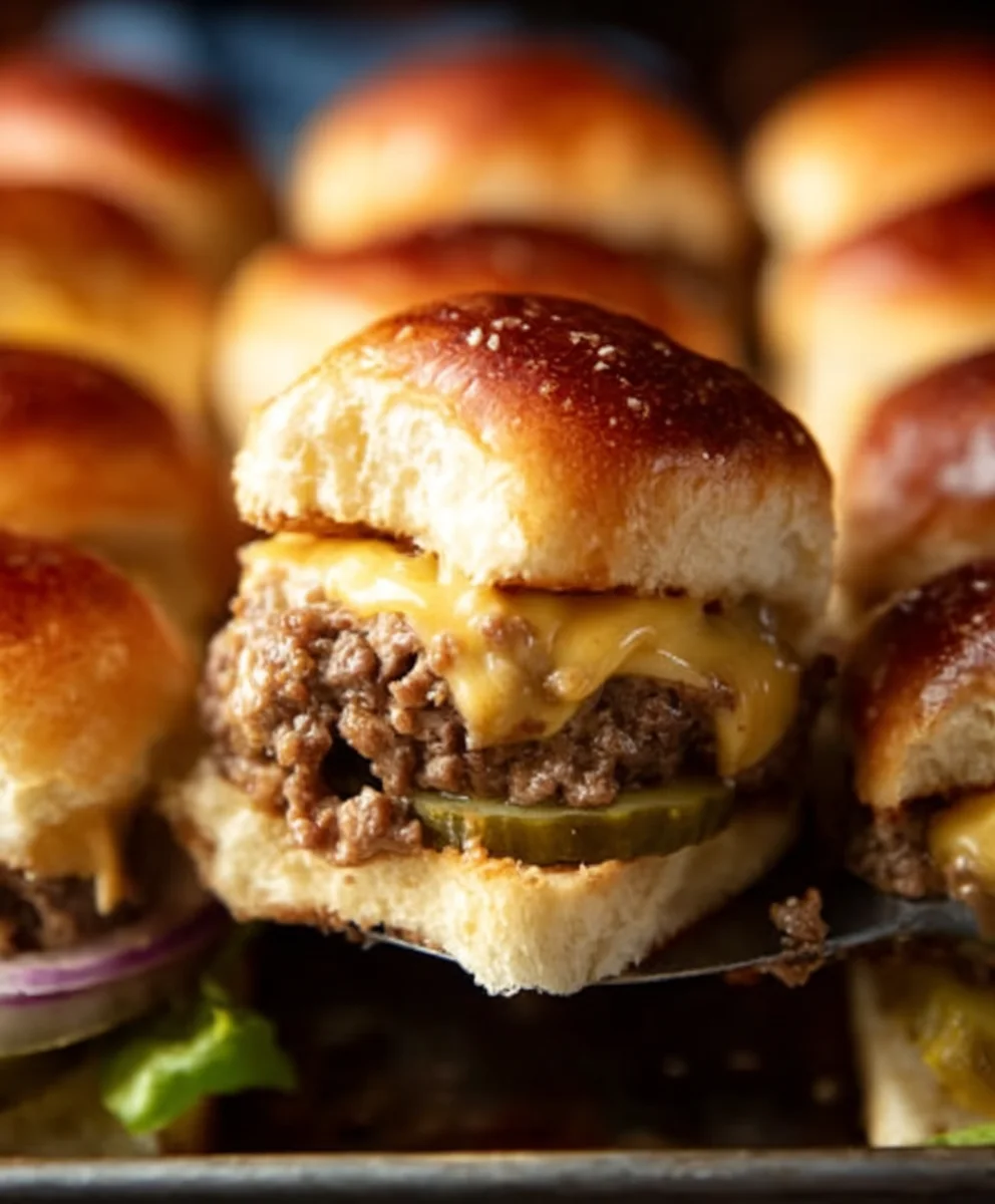 Juicy Cheeseburger Sliders- Easy Party Appetizer