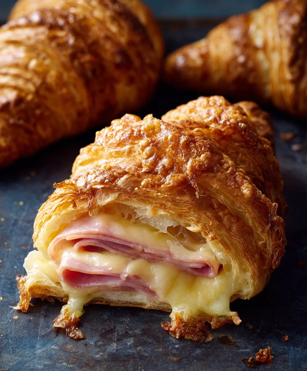 Baked Beef Beef Ham Cheese Croissants-Easy Recipe