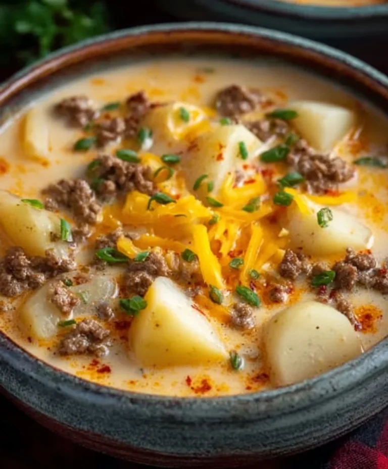 Cheesy Beef Beef Hamburger Potato Soup-Hearty Comfort Food