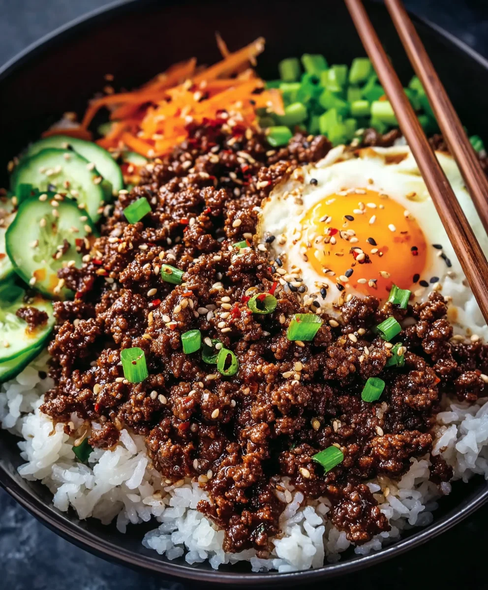 Easy Korean Ground Beef Rice Bowls-Quick & Flavorful