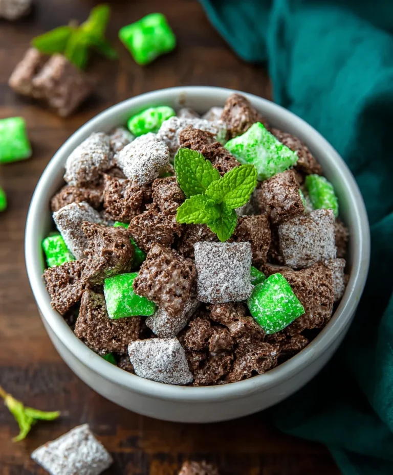 Mint Chocolate Muddy Buddies-Festive Snack Treat