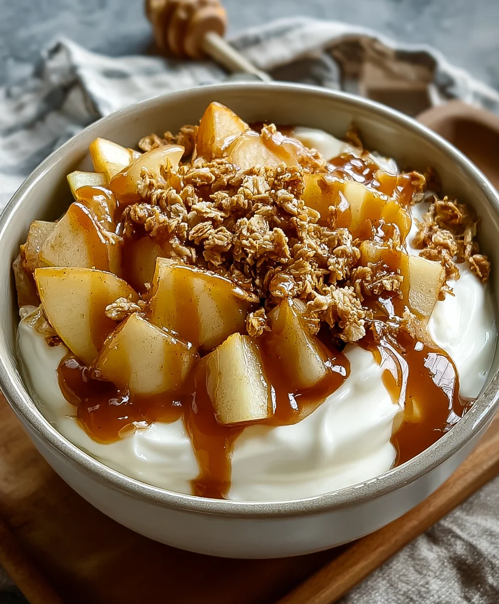Caramel Apple Pie Yogurt Bowl - Easy Dessert Recipe