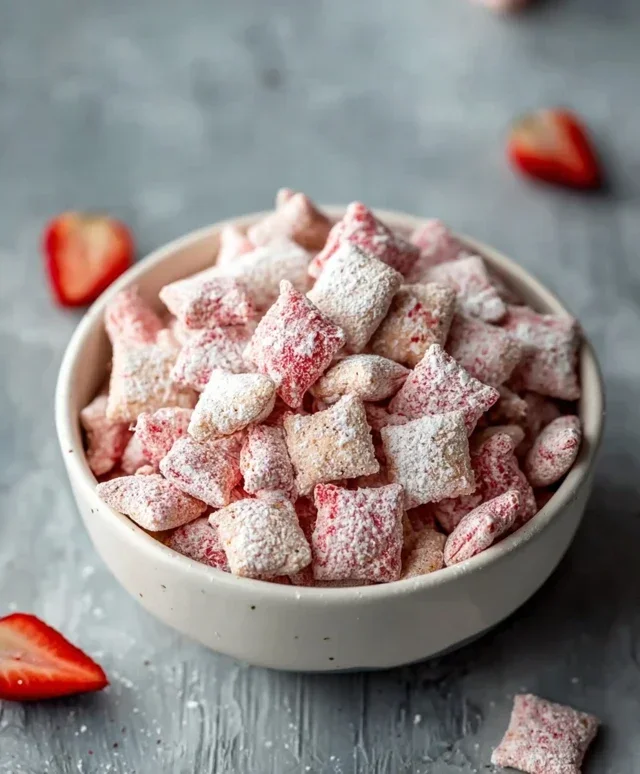 Easy Strawberry Shortcake Puppy Chow