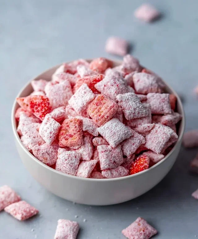 Easy Strawberry Shortcake Puppy Chow