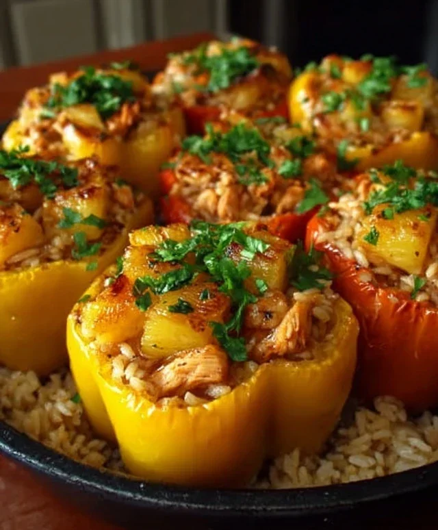 Teriyaki Pineapple Chicken and Rice Stuffed Peppers: A Sweet and Savory Meal