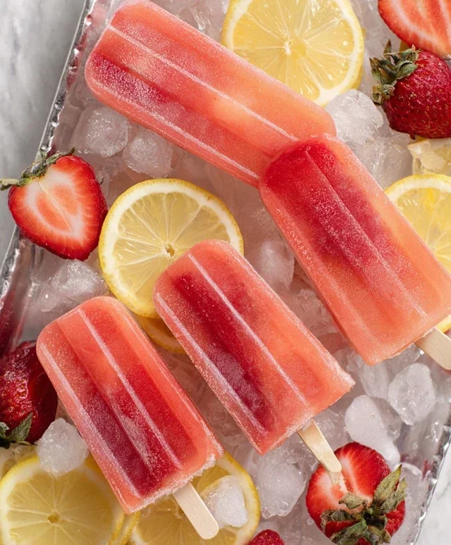 Strawberry Lemonade Popsicles