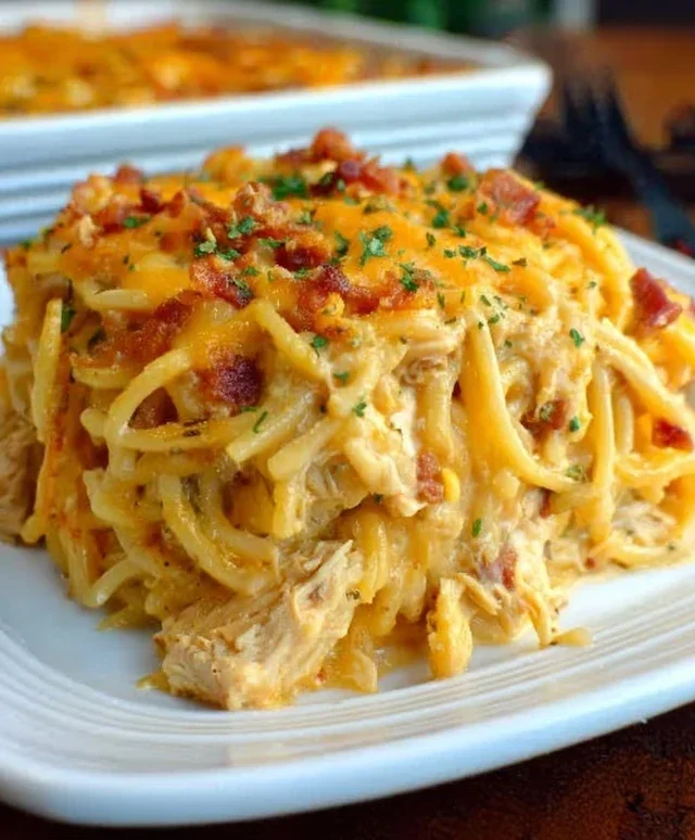 Spicy Southern Cheesy Chicken Spaghetti Casserole