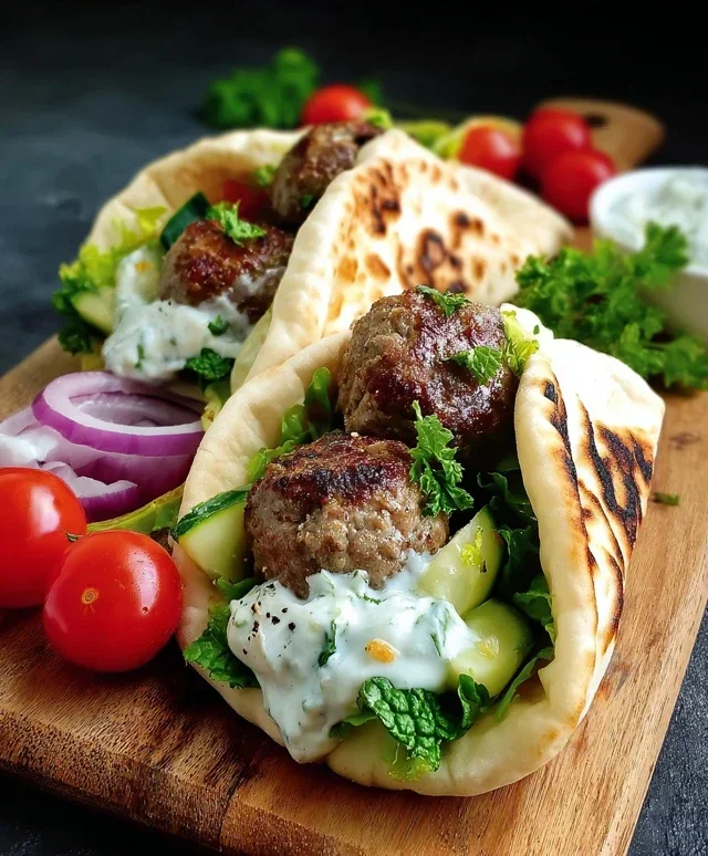 Greek Meatball Pitas