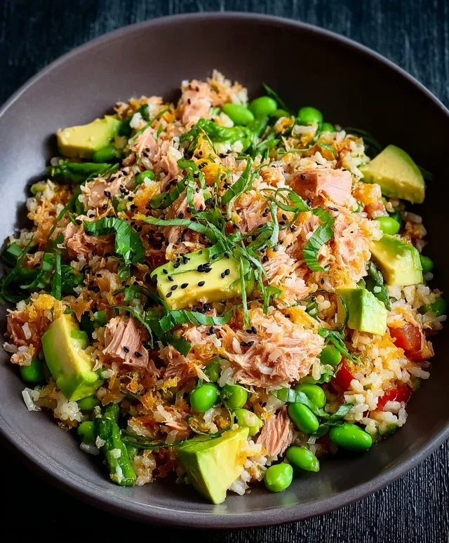 Tuna Avocado Crispy Rice Salad