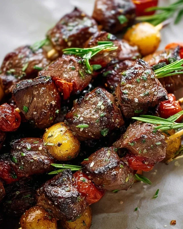 Rosemary Garlic Steak Kebabs