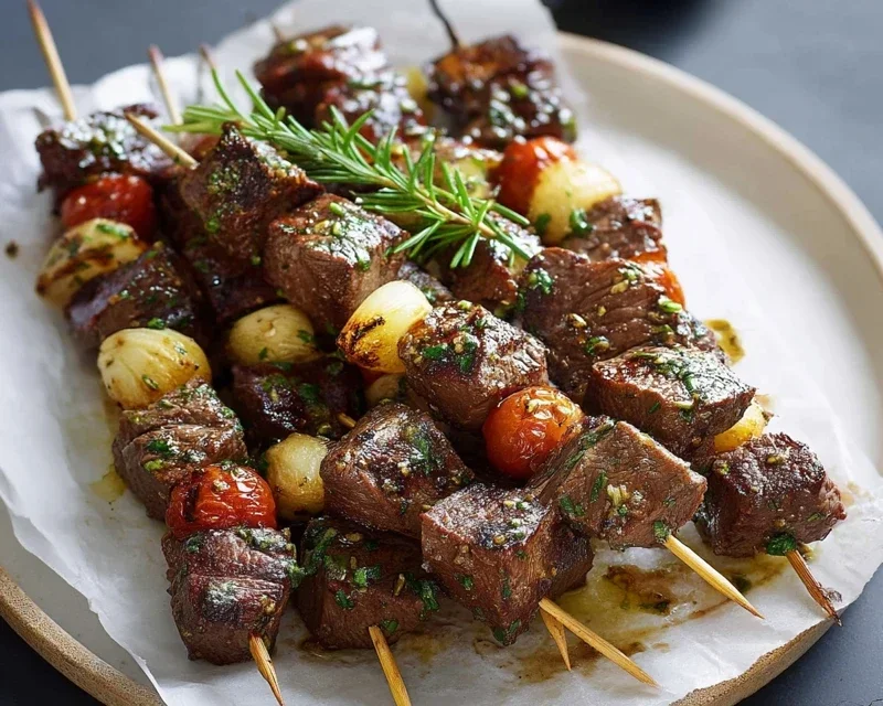 Rosemary Garlic Steak Kebabs
