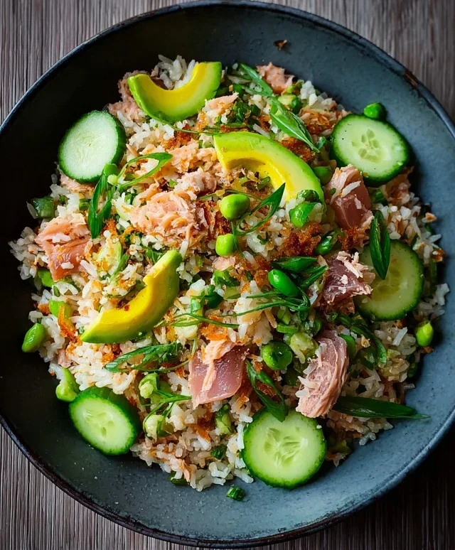 Tuna Avocado Crispy Rice Salad
