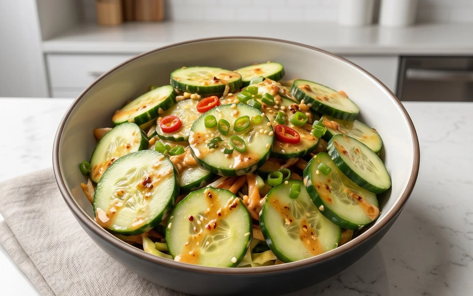 Creamy Asian Cucumber Salad Bowl