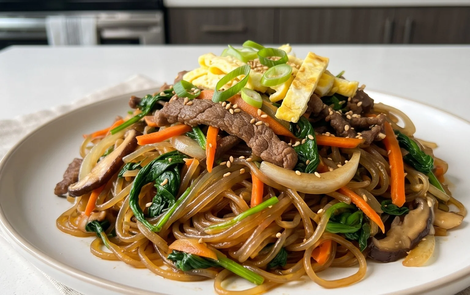 Japchae (Korean Glass Noodle Stir Fry)