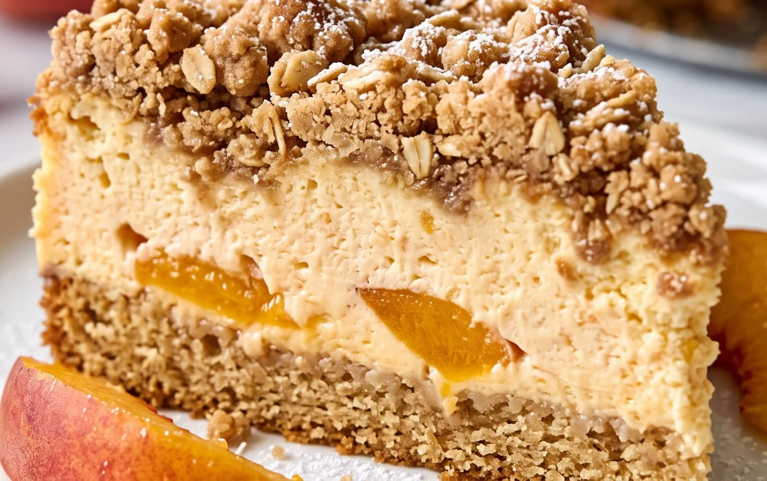 Peach Cream Cheese Cake with Streusel Topping