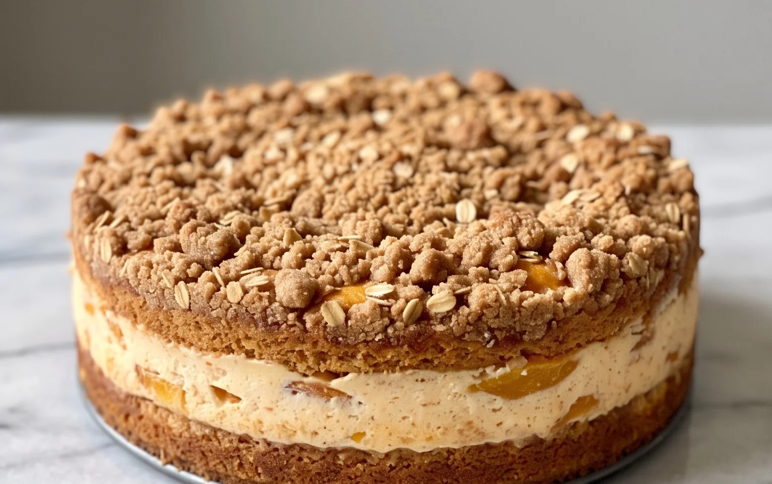 Peach Cream Cheese Cake with Streusel Topping