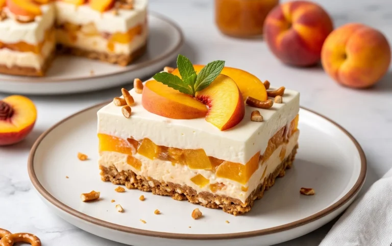 Peach Pretzel Salad Dessert
