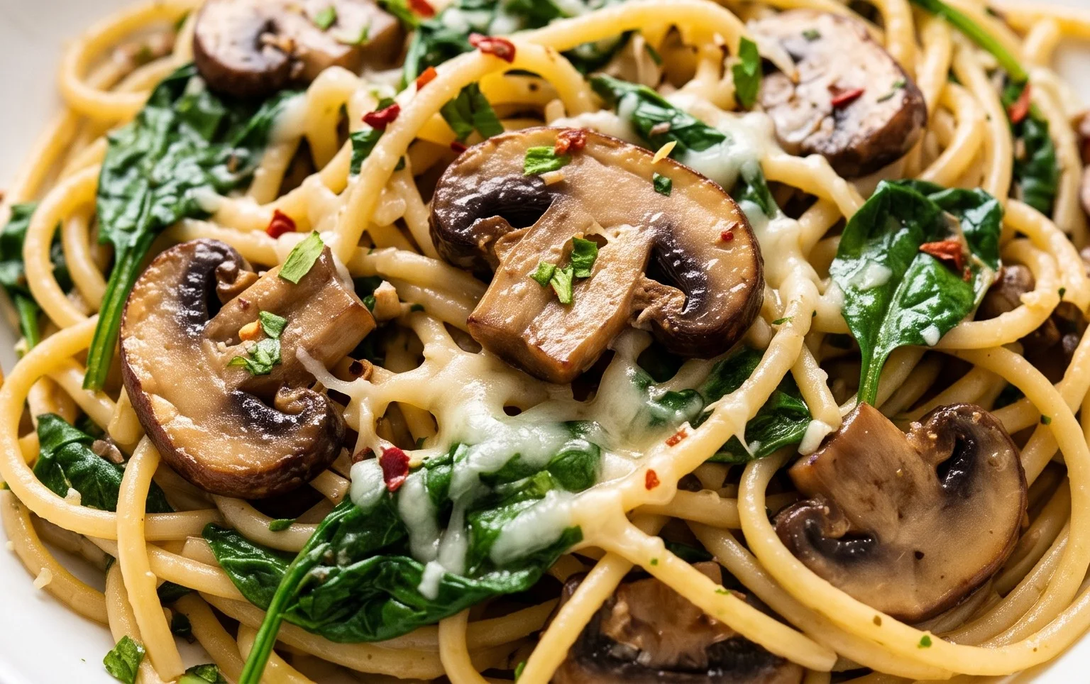 Parmesan Spinach Mushroom Pasta Skillet