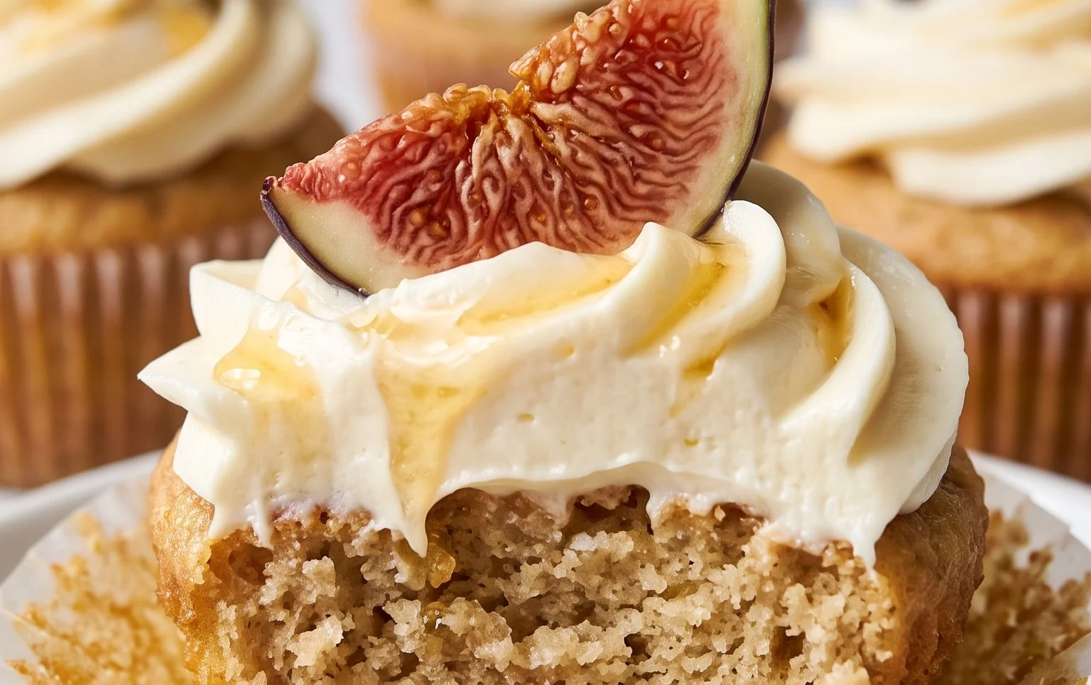 Fig Cupcakes with Honey Cream Cheese Frosting