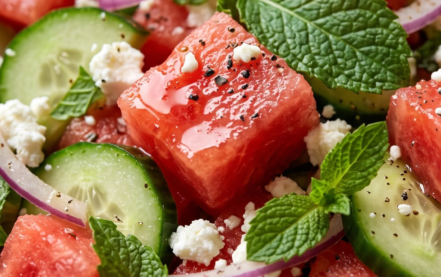 Watermelon Salad with Cucumber and Feta